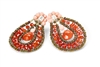 From Ziio's Tabiz Collection, these oval drop Earrings sparkle in Orange Zircon Gemstones. A small Carnelian drop is at the center. Murano Glass Beads on stainless steel wire create the frame & shape. 925 Sterling Silver Posts. Made in Italy