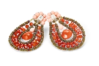 From Ziio's Tabiz Collection, these oval drop Earrings sparkle in Orange Zircon Gemstones. A small Carnelian drop is at the center. Murano Glass Beads on stainless steel wire create the frame & shape. 925 Sterling Silver Posts. Made in Italy