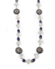 Long Crystal & Murano Glass Necklace, Sterling Silver