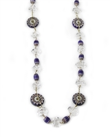 Long Crystal & Murano Glass Necklace, Sterling Silver