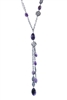 Sterling Silver  Pendant Drop Necklace has a Dark Rhodium finish complimented by  Purple Amethyst Gemstones. Double link Chain & dimensional Filigree Silver Beads add designer style. Made in Italy by Claudio Faccin. Lobster Clasp.