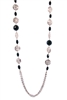 Enjoy the warmth of Rose Gold in this beautiful Sterling Silver plated Necklace with mixed sizes of Black Onyx Gemstone Beads. The multi-chain links have dimensional open work Filigree Beads. Can be worn long or doubled. Made in Italy by Claudio Faccin.