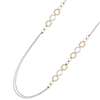 A stunning asymmetric and geometric Sterling Silver Necklace by Frederic Duclos. Crafted in 925 Sterling Silver the use of Rose Gold plating on alternating links makes the design pop. Can be worn long or doubled. Lobster Clasp. length 36 inch