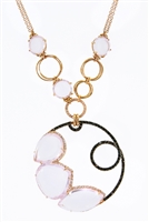 Designer Pink Quartz & Diamond Pendant Necklace in 18K Gold