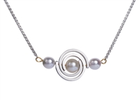 White Pearl Spiral Pendant Necklace in Sterling Silver
