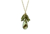 A faceted Lemon Quartz Gemstone drop with a fan cluster of Green Jade Beads above. Beautiful designer Pendant Necklace by Silver Pansy. Hand crafted in the U.S. Gold Filled Sterling Silver Chain, 18 inch long. Pendant length 1 1/4" Width 5/8"