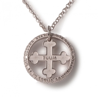 Tuum's best expression of their passion for craftsmanship can be found in the â€œminiâ€ version of FLORE-symbol of life, in 18kt White Gold, with the micro sculpture Latin relief of "Pater Noster" (Lords Prayer) on the outer ring