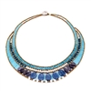 this statement Necklace in various shades of Blue is sure to get noticed. Blue Kyanite, Zircon, Apatite & Iolite Gemstones compliment each other. Accented with White Water Pearls and Murano Glass Seed Beads on Stainless Steel wire. Made in Italy by Ziio