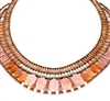 this statement Necklace in various shades of Pink & Peach is sure to get noticed as it is the Color of the Year. Morganite, Moonstone & Orange Zircon Gemstones compliment each other. Accented with White Water Pearls and Murano Glass Seed Beads