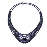 Ziio's Aki Necklace in Black Onyx, Garnet & Pearl