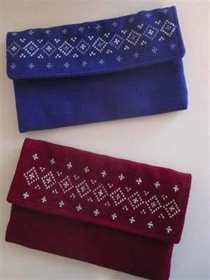 Embroidered Clutch Bag - Blue