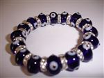 Dark Blue Clear Glass Elastic Bracelet regular size