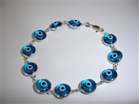 Light Blue Round Silver Bracelet