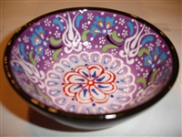 Ceramic Handpainted Bowl Intricate Light Purple