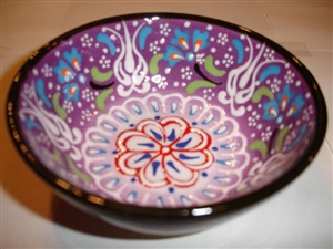 Ceramic Handpainted Bowl Intricate Light Purple