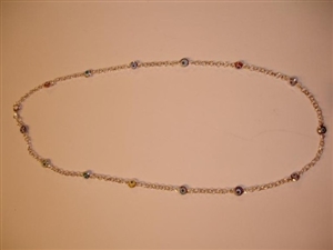 Multicolor Sterling Silver Necklace 17"