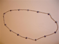 Dark Blue Sterling Silver Necklace 17"