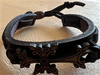 Armenian Leather Cross Bracelet