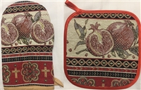 Pomegranate Oven Mitts and Hot Plates - Gift Set 2