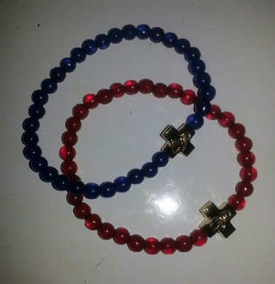 Resin Prayer Rope Bracelet with BLUE beads