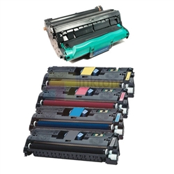 HP Q3960A-Q3963A (HP 122A) New Compatible 4 Color Toner Cartridges/HP Q3964A Compatible Drum Unit 5 Pack Combo