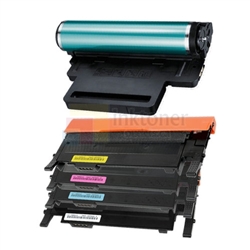 Samsung CLT-K406S/C406S/M406S/Y406S New Compatible 4 Color Toner Cartridges/ Samsung CLT-R406 Compatible Drum Unit 5 Pack Combo