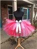 Red and white tutu with silver glitter bow clip