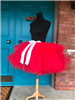 red dual length tutu with white bow