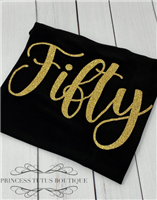 Black tank with gold glitter fifty