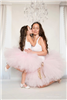 light pink dual length child size tutu with gold glitter bow