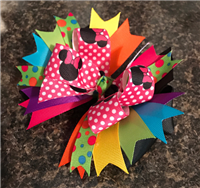 stacked rainbow glitz minnie hair bow