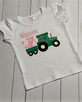 Tractor and wagon 1st  birthday shirt