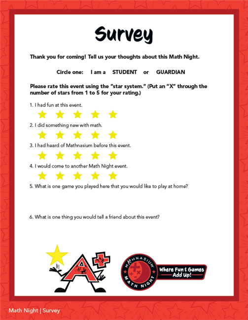 Math Night Surveys