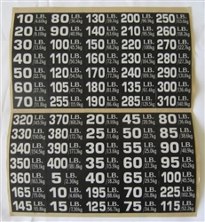 Weight Stack Decals F2CC Nautilus  Cable Crossover 5lb.-400lb. Mixed Increments.