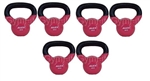 Pink 4kg Kettle Bell Set of 6 Vinyl Coated