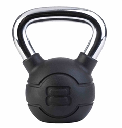 JORDAN 8kg Black rubber kettlebell with chrome handle (each)
