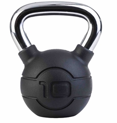 JORDAN 10kg Black rubber kettlebell with chrome handle (each)