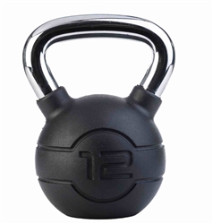 JORDAN 12kg Black rubber kettlebell with chrome handle (each)