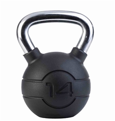 JORDAN 14kg Black rubber kettlebell with chrome handle (each)