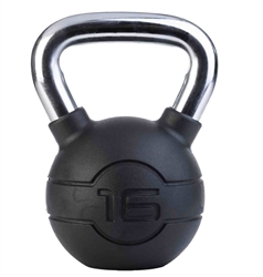 JORDAN 16kg Black rubber kettlebell with chrome handle (each)