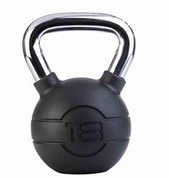 JORDAN 18kg Black rubber kettlebell with chrome handle (each)
