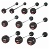 JORDAN 10 - 45kg Rubber Barbell (5kg increments / 10 Bars) - Straight Bar - Red