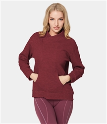 Halara Crossover Neck Half Zip Kangaroo Pocket Sweatshirt - Wine Red