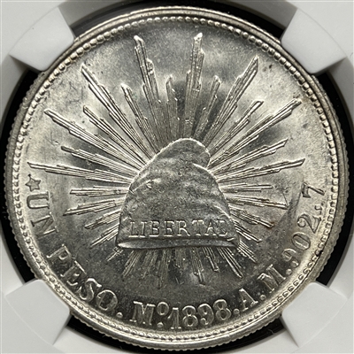 1898 Mexico Peso Restrike MS63