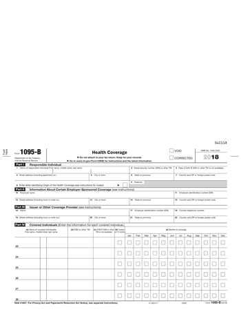 1095-B Employee/Employer Health Coverage 50 sheets