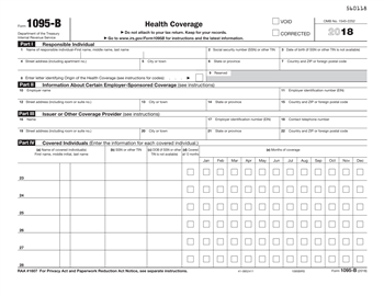 1095-B IRS Copy Health Coverage 500 Sheets