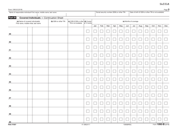 1095-B IRS Copy Health Coverage Continuation 50 sheets