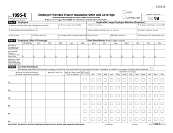 1095-C IRS Copy Health Insurance Offer 50 sheets