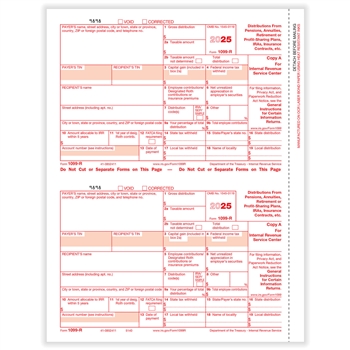 1099-R 2-Up Copy A Pack 25 of Sheets