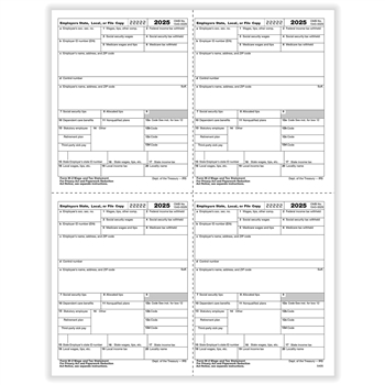 W-2 Employer 4up Copies 1/1/1/D Pack of 50 Sheets